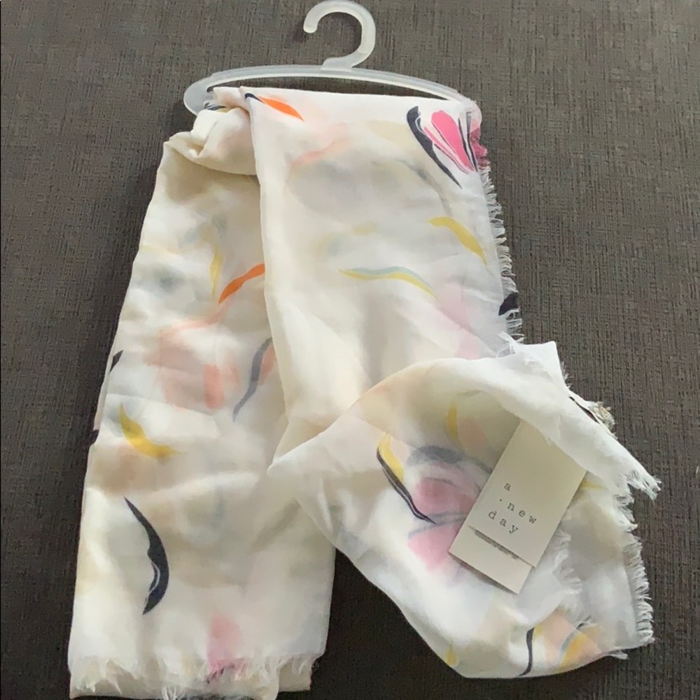 Shear floral patterned shawl